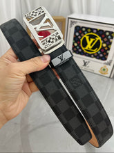 LV 25S BELT 35 MM IN BLACK MIX GREY CALFSKIN 593275