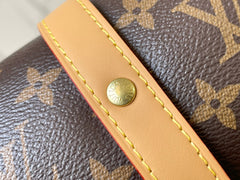 SAUMUR BB 28 IN BROWN MONOGRAM CANVAS AND LEATHER TRIM GOLD HARDWARE