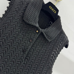 GUCCI SLEEVELESS KNIT POLO DRESS IN BLACK 267479