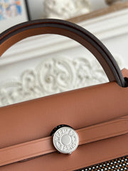 HERBAG MESSENGER 31 BAG IN DARK BROWN H VIKING CANVAS AND COWHIDE