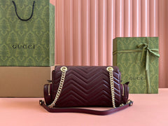 MARMONT SMALL MULTI-POCKET BAG 25 IN CURRANT RED CALFSKIN GOLD HARDWARE