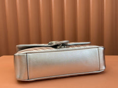MARMONT MEDIUM SHOUDER BAG 26 IN SILVER PATENT CALFSKIN