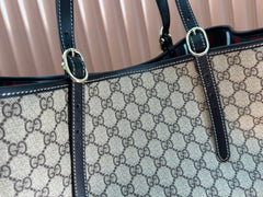 GUCCI 25S EMBLEM LARGE BAG 46 IN DARK BROWN AND BLACK CALFSKIN