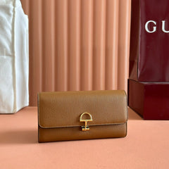 SOFTBIT CONTINENTAL WALLET 19 IN BROWN GRAINY CALFSKIN GOLD HARDWARE