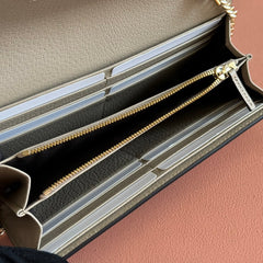 OPHIDIA WALLET ON CHAIN 19 IN BEIGE AND WHITE COATED FABRIC OATMEAL CALFSKIN