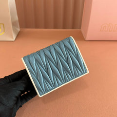 SMALL MATELASSÉ NAPPA LEATHER WALLET BLUE