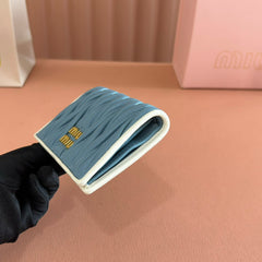 SMALL MATELASSÉ NAPPA LEATHER WALLET BLUE