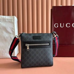 GG SUPREME MESSENGER BAG 23 IN BLACK COATED CANVAS