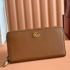 GG 25S MARMONT WALLET 19 IN BROWN CALFSKIN GOLD HARDWARE
