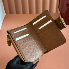 GG 25S MARMONT WALLET 13 IN BROWN CALFSKIN GOLD HARDWARE