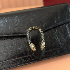 GUCCI 25S DIONYSUS WALLET ON CHAIN 20 IN BLACK GLOSSY CALFSKIN