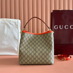 GUCCI 25S EMBLEM BAG 25 IN BEIGE AND BLACK CALFSKIN