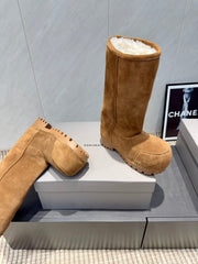 BALENCIAGA 25S BOOTS PLATFORM HEEL IN BROWN SUEDE STYLE 4