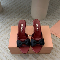 Ruby High - Heels With Black Bow Calfskin