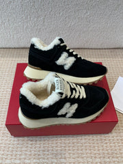 VIV' RUN SNEAKER IN BLACK SUEDE AND SHEARLING