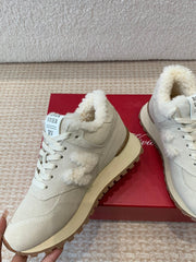 VIV' RUN SNEAKER IN BEIGE SUEDE AND SHEARLING