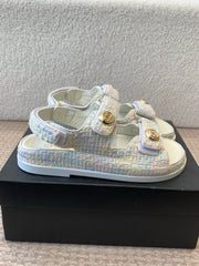 DAD SANDAL IN WHITE MIX COLORFUL FABRIC