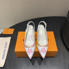 LV HIGH SLINGBACK 25S 55 MM IN WHITE CALFSKIN