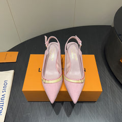 LV HIGH SLINGBACK 25S 55MM IN LIGHT PINK DENIM