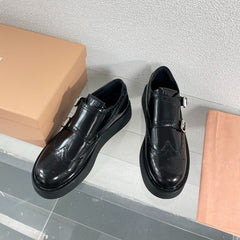 Baroque Thick-Soled Oxford Shoes Black Calfskin