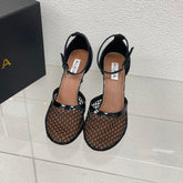 ALAIA HIGH FISHNET 9 CM PUMPS IN BLACK MESH