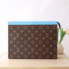 LV 25S POCHETTE VOYAGE 26 IN GASTON BLUE MONOGRAM MACASSAR COATED CANVAS