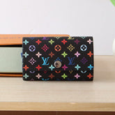 ROSALIE WALLET 12 IN BLACK MIX COLORFUL CALFSKIN