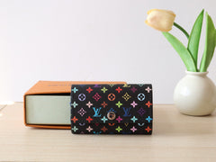 ROSALIE WALLET 12 IN BLACK MIX COLORFUL CALFSKIN