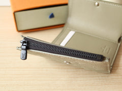 IRIS WALLET IN KHAKI BROWN EMBOSSED CALFSKIN