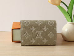 IRIS WALLET IN KHAKI BROWN EMBOSSED CALFSKIN