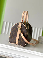 SPEEDY BANDOLIÈRE 25 IN BROWN MONOGRAM CANVAS GOLD HARDWARE