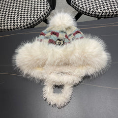 BEANIE HAT IN COLORFUL WOOL AND RABBIT FUR 392114