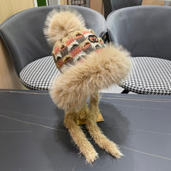 BEANIE HAT IN COLORFUL WOOL AND RABBIT FUR 392117