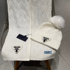 SET SCARF AND HAT IN WHITE CASHMERE AND RABBIT FUR 433247