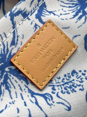 ONTHEGO EAST WEST 25 IN LAGOON BLUE MONOGRAM TILES CANVAS