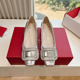 BELLE VIVIER BALLERINAS IN SILVER METALLIC SMOOTH LAMBSKIN