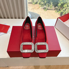 BELLE VIVIER BALLERINAS IN RED SILK