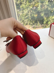 BELLE VIVIER BALLERINAS IN RED SILK