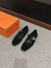 JANE BALLET FLAT CASTLETON GREEN VELVET
