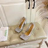 STRETCH LACE-UP SANDAL IN SILVER METALLIZED MESH AND LEATHER 9 CM