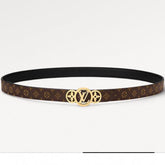 LV S-LOCK BELT 20 MM TAUPE BROWN MONOGRAM AND BLACK CALFSKIN GOLD HARDWARE