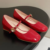 TRÈS VIVIER MARY JANE PUMPS IN RED PATENT CALFSKIN