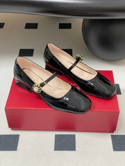 TRÈS VIVIER MARY JANE PUMPS IN BLACK PATENT CALFSKIN
