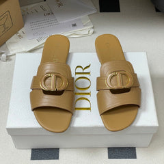 DIOR CLASSIC MONTAIGNE SANDALS 25S IN LIGHT BROWN LAMBSKIN WITH CD LOGO