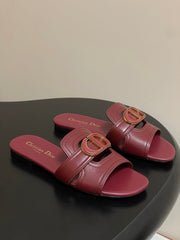 DIOR CLASSIC MONTAIGNE SANDALS 25S IN DARK RED LAMBSKIN WITH CD LOGO