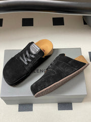 BALENCIAGA 25S MULES BIRKENSTOCK IN BLACK SUEDE