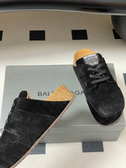 BALENCIAGA 25S MULES BIRKENSTOCK IN BLACK SUEDE