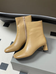 BALENCIAGA 25S ANKLE BOOTS 65 MM IN BEIGE BROWN COW LEATHER