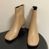 BALENCIAGA 25S ANKLE BOOTS 65 MM IN BEIGE BROWN COW LEATHER