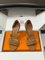 HM 25S HIGH-HEEL SANDAL 105 MM IN BROWN SUEDE